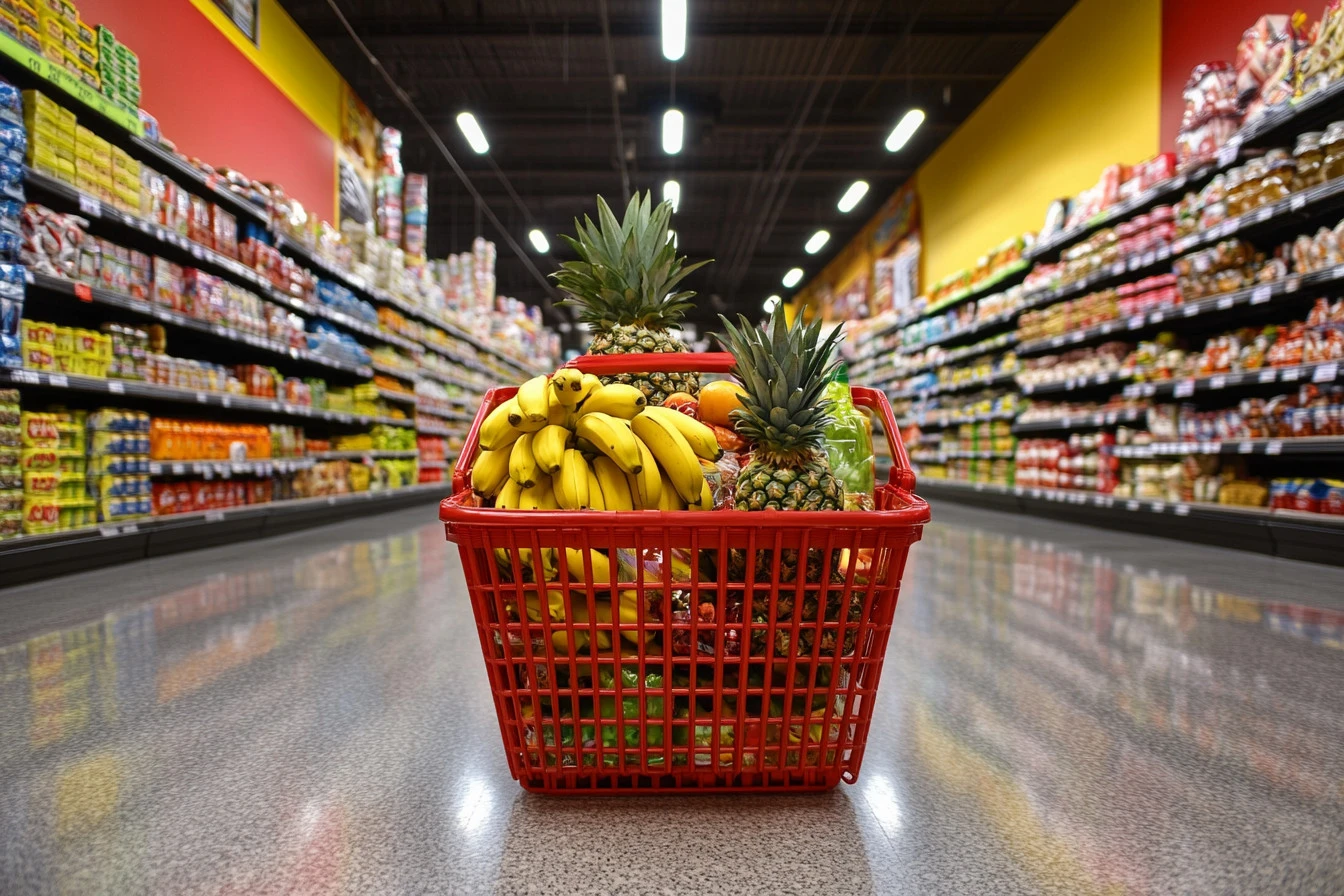 grocery cart full of food​